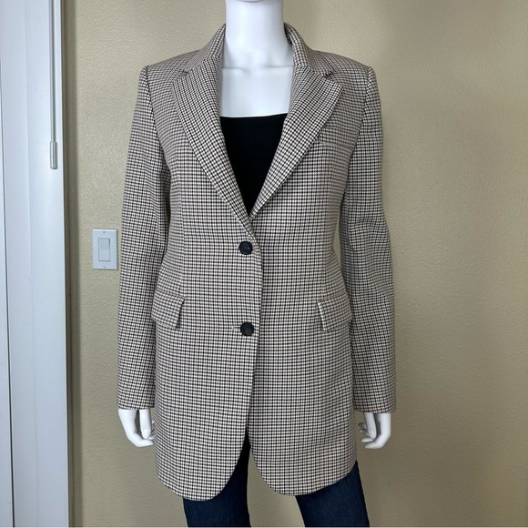 Theory Super Cinch Houndstooth Wool Blend Blazer Jacket Size 4 - Picture 4 of 16